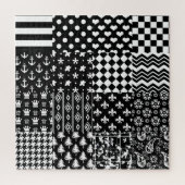 ミニマル白黒混合パターンスタイル ジグソーパズル (縦)