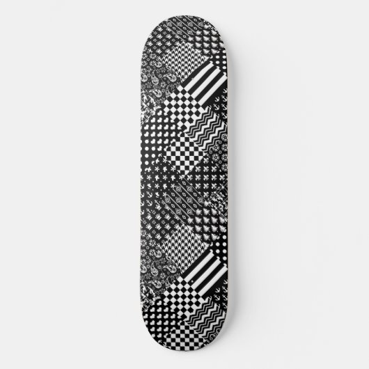 ミニマル白黒混合パターンスタイル スケートボード (正面)