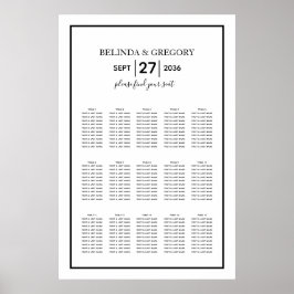 ミニマル白黒結婚の座席表 ポスター