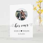 ミニマル白黒結婚の彼女の誓いの写真カード カード (黄色い花)