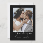 ミニマル白黒結婚の感謝の写真 サンキューカード (正面)