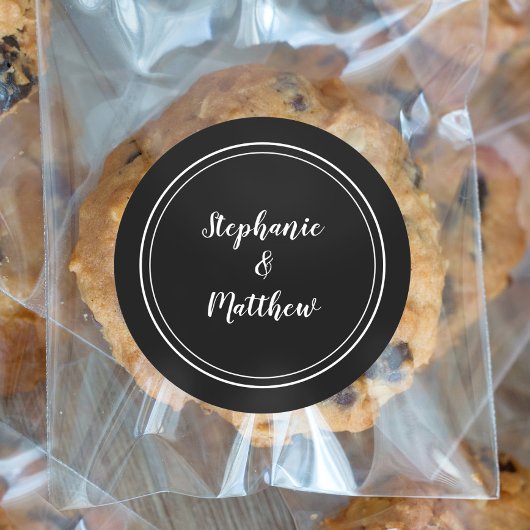 ミニマル白黒結婚の新郎新婦の好意 ラウンドシール