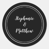 ミニマル白黒結婚の新郎新婦の好意 ラウンドシール (正面)