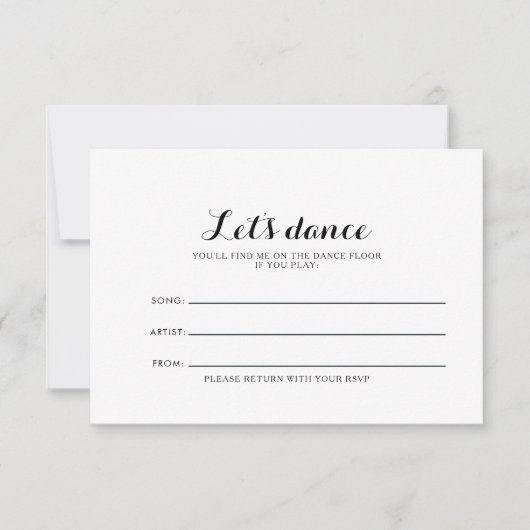 ミニマル白黒結婚の曲のリクエストカード 出欠カード (正面)