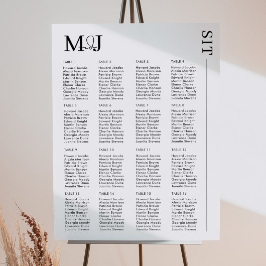 ミニマル白黒結婚シーティングチャートMADDY ポスター