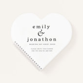 ミニマル白黒結婚ズハートゲストブック ノートブック (正面)