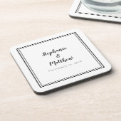 ミニマル白黒結婚ズ新モダン婚 コースター (左側)