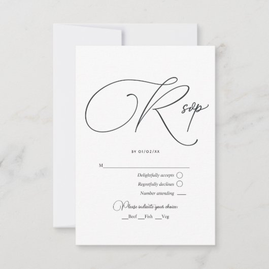 ミニマル白黒結婚ズ 出欠カード (正面)