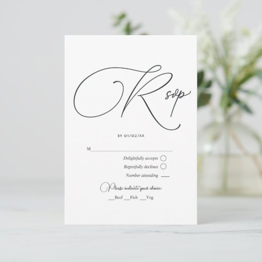 ミニマル白黒結婚ズ 出欠カード (スタンド正面)