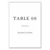 ミニマル白黒結婚タイポグラフィ テーブルナンバー (裏面)