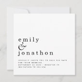 ミニマル白黒結婚式の日付を保存 セーブザデート (正面)