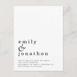 ミニマル白黒結婚式の日付を保存 案内ポストカード