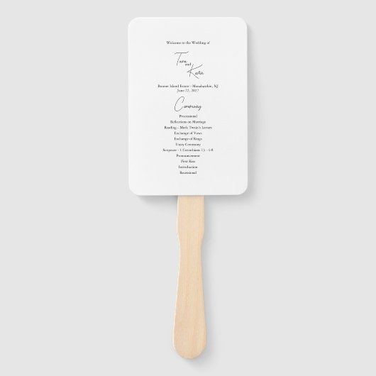 ミニマル白黒結婚式 プログラムファン ハンドファン (正面)