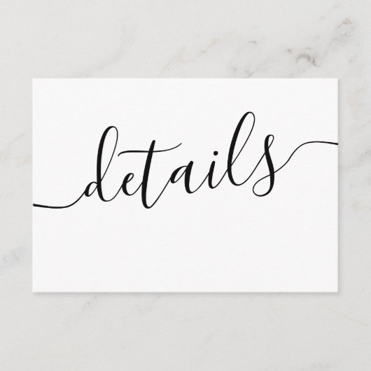 ミニマル白黒結婚詳細 エンクロージャーカード (正面)