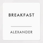 ミニマル白黒給食準備名 ラベル (デザイン1)