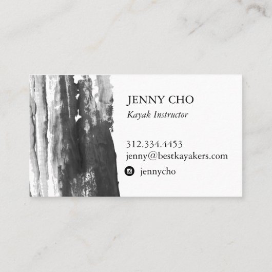 ミニマル白黒絵を描ストライプ 名刺 (裏面)