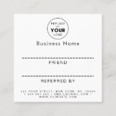 ミニマル白黒追加ロゴのプレーンなシンプルクリーン 紹介カード (裏面)