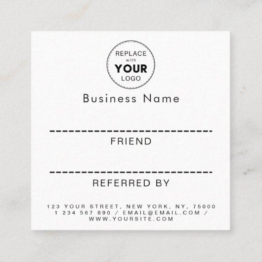 ミニマル白黒追加ロゴのプレーンなシンプルクリーン 紹介カード (裏面)