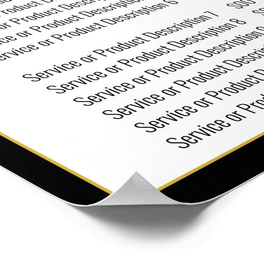 ミニマル白黒金ゴールドテンプレート価格表 ポスター (角)