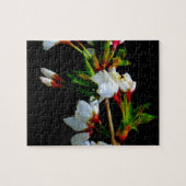 ミニマル白黒開花さくらんぼ咲 ジグソーパズル (横)