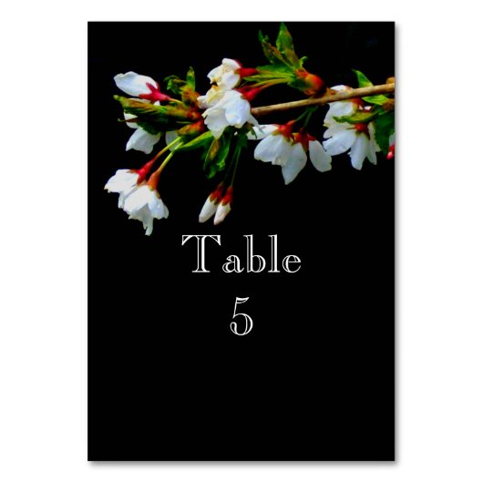 ミニマル白黒開花さくらんぼ咲 テーブルナンバー (正面)