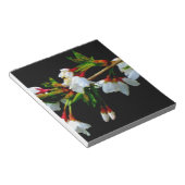 ミニマル白黒開花さくらんぼ花 ノートパッド (アングル)