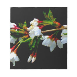 ミニマル白黒開花さくらんぼ花 ノートパッド