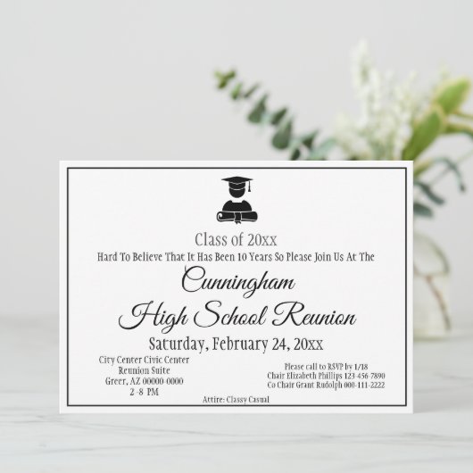 ミニマル白黒高校クラス懇親会 招待状 (スタンド正面)