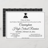 ミニマル白黒高校クラス懇親会 招待状 (正面/裏面)