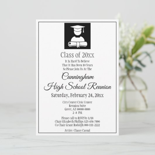 ミニマル白黒高校クラス懇親会 招待状 (スタンド正面)