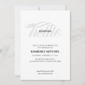 ミニマル白黒18番目の誕生日招待状 招待状 (正面)