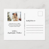 ミニマル白黒4フォトコラージクリスマス ポストカード (裏面)