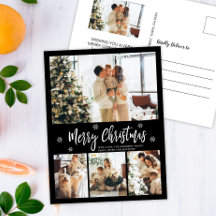 ミニマル白黒4フォトコラージクリスマス