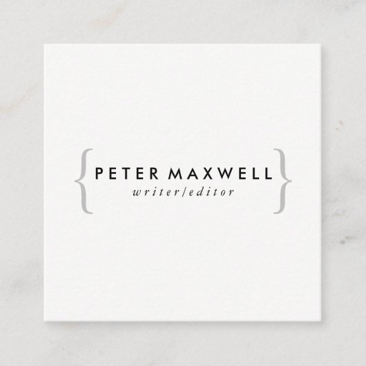 ミニマル白黒(角括弧あり) スクエア名刺 (正面)