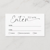ミニマル白黒Enter to Winラッフルチケット プレイスカード (正面)