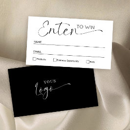 ミニマル白黒Enter to Winラッフルチケット プレイスカード