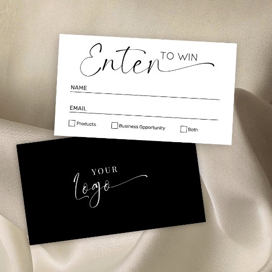 ミニマル白黒Enter to Winラッフルチケット プレイスカード