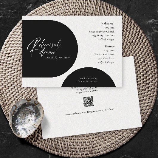 ミニマル白黒QRコード招待状 招待状