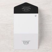 ミニマル白黒QRコード結婚RSVP オールインワン招待状 (外側)