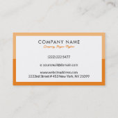 ミニマル白、オレンジ色の黄色の枠 名刺 (裏面)