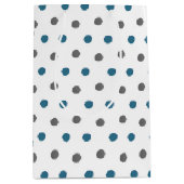 ミニマル白、青、グレーのドットのパターン ミディアムペーパーバッグ (正面)