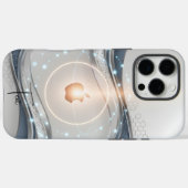 ミニマル石板ブルーウェーブデザイン、カスタマイズ Case-Mate iPhoneケース (裏面 (横))