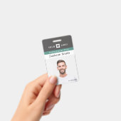 ミニマル社員名カスタム前と写真 バッジ (手持ち)