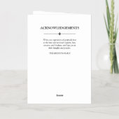 ミニマル祝主義ホワイトの生活葬儀プログラム 箔グリーティングカード (裏面)