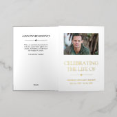 ミニマル祝主義ホワイトの生活葬儀プログラム 箔グリーティングカード (外側レイダウン)