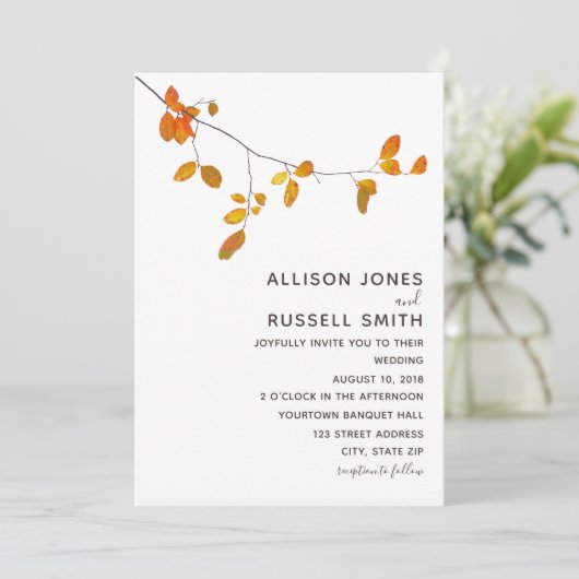 ミニマル秋の結婚式招待状 招待状 (スタンド正面)