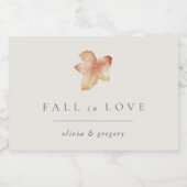 ミニマル秋の葉「秋・イン・ラブ」 パーソナライズされた スパークリングワインラベル (シングルラベル)