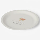 ミニマル秋の葉「秋・イン・ラブ」 パーソナライズされた ペーパープレート (アングル)