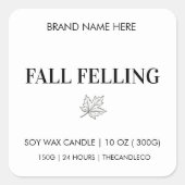 ミニマル秋キャンドルラベル | 季節カスタムの スクエアシール (正面)