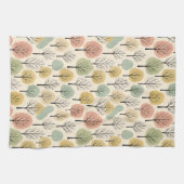 ミニマル秋ツリーパターンパステルオータムフォレスト キッチンタオル (横)